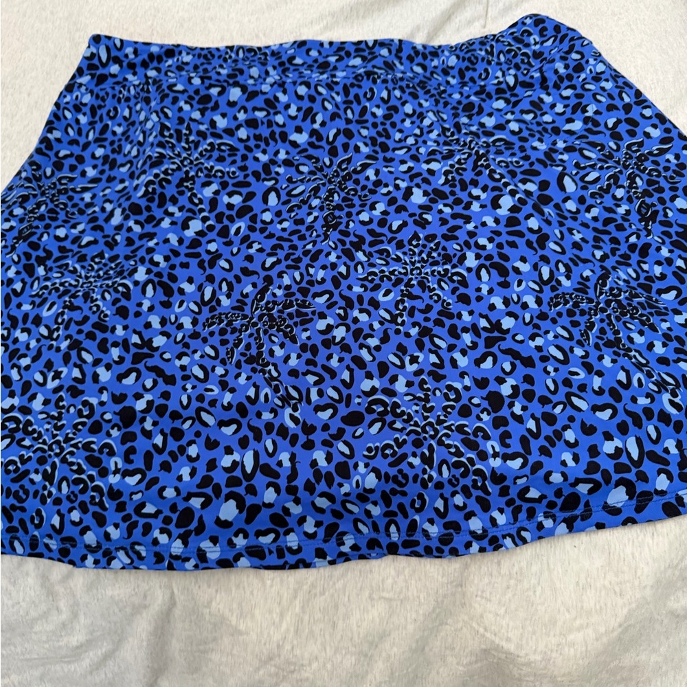 Fabulous! NWOT  Lulu-B Electric Blue Leopard Print Mini Skort 1xl stretchy